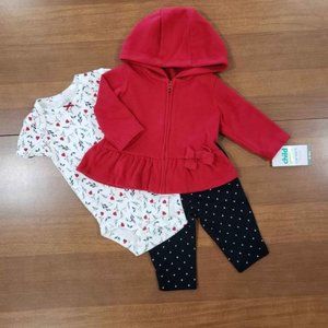 NWT Carter's Child of Mine Baby Girl Cardigan Bodysuit & Pant Outfit 3 pc Set